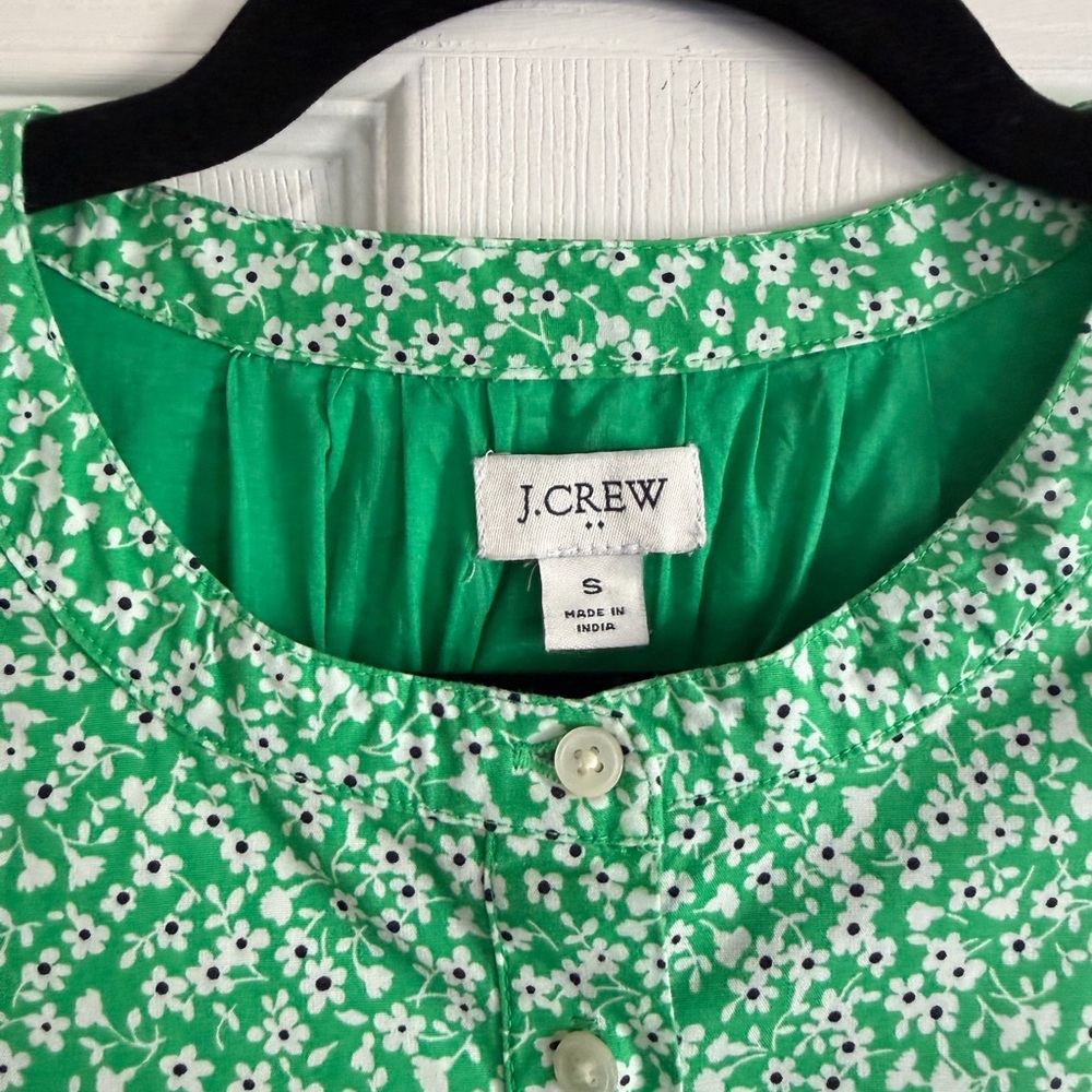 J. Crew Factory Dress Green Floral Cotton Poplin S - Picture 4 of 5